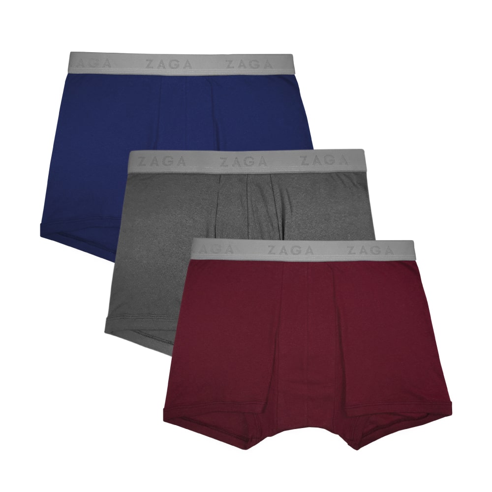 Boxer Corto Algodón 100% 3Pack Azul, Gris, Vino